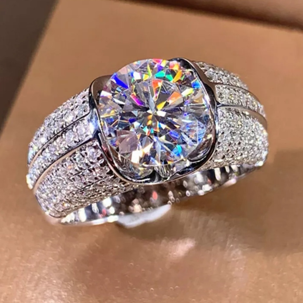 NEW 925 SILVER DIAMOND HALO RING - Picture 2 of 6